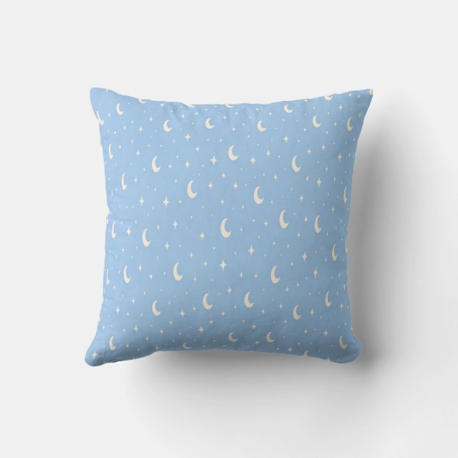 Blue Moon & Stars Nursery Throw Pillow Kudde (Baksida)