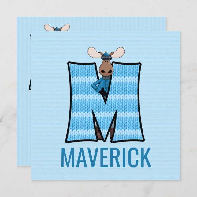 Blue Moose Brev M Barns födelsedag Party Inbjudningar (Fram/baksida)