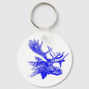 Blue Moose Bull Wildlife utomhus Promo Keychains Nyckelring