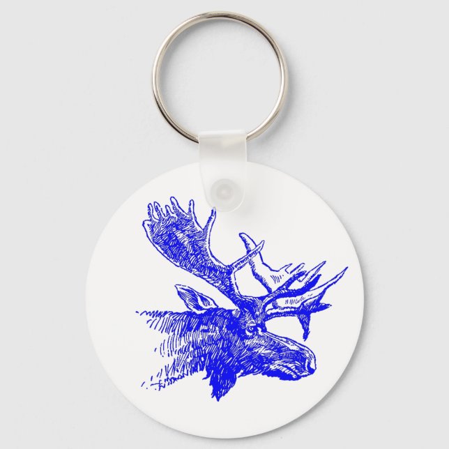 Blue Moose Bull Wildlife utomhus Promo Keychains Nyckelring (Framsida)