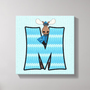 Blue Moose Monogram BIG Brev M Canvastryck