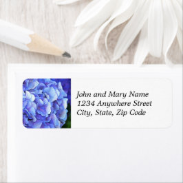 Blue Mophead Hydrangea Blommigt Returadress Etikett