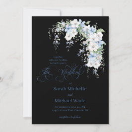 Blue Morning Glory Calligraphy Wedding Invitation Inbjudningar