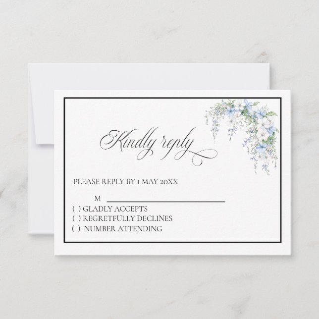 Blue Morning Glory RSVP card OSA Kort (Framsida)