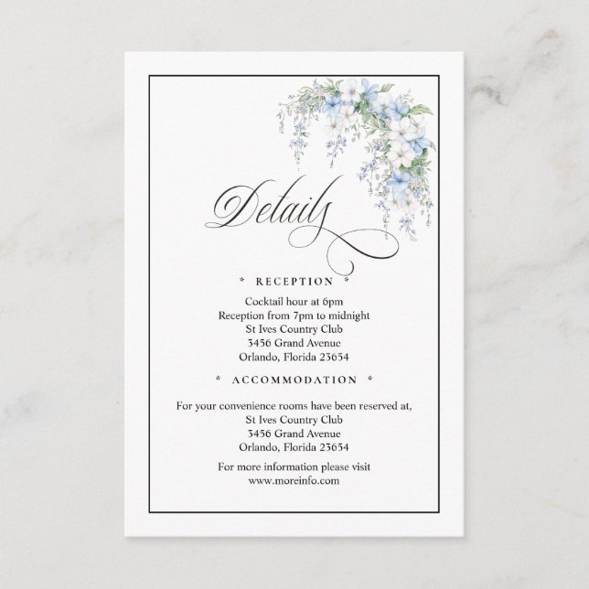 Blue Morning Glorys QR Code Enclosure Card Tilläggskort (Framsida)