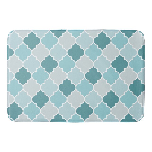 Blue Moroccan Trellis, Latticwork, Quatrefoil Badrumsmatta (Framsidan)