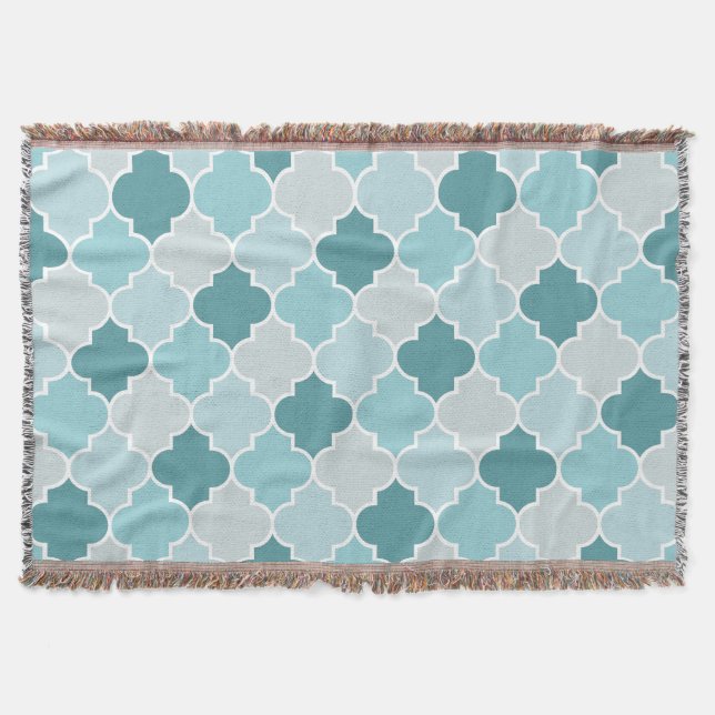 Blue Moroccan Trellis, Latticwork, Quatrefoil Filt (Framsidan)