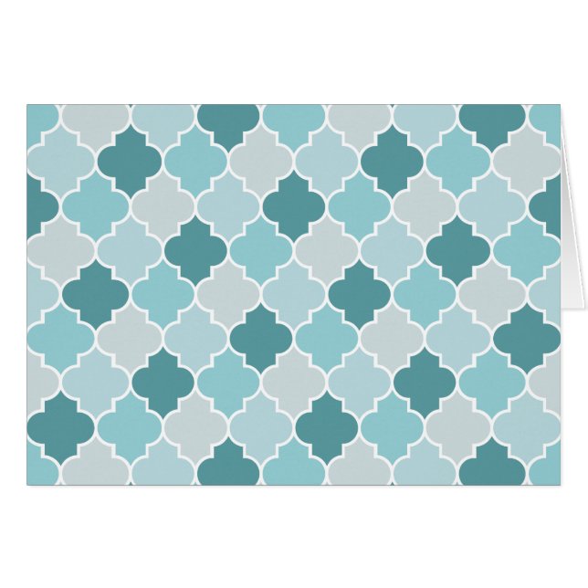 Blue Moroccan Trellis, Latticwork, Quatrefoil Hälsningskort (Framsidan Horizontal)