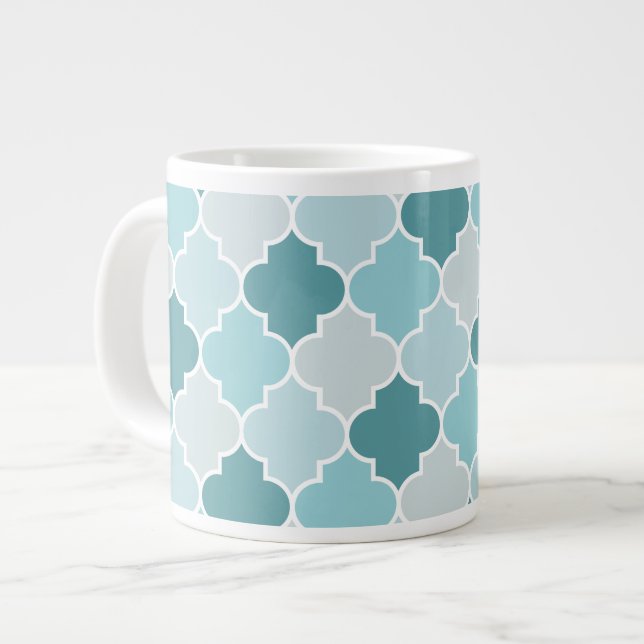 Blue Moroccan Trellis, Latticwork, Quatrefoil Jumbo Mugg (Framsida vänster)