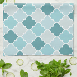 Blue Moroccan Trellis, Latticwork, Quatrefoil Kökshandduk
