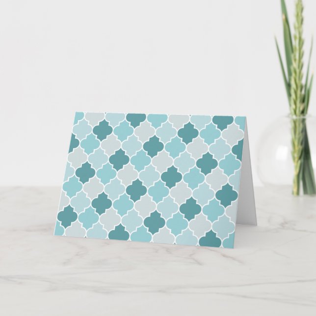 Blue Moroccan Trellis, Latticwork, Quatrefoil Kort (Framsida)
