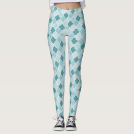 Blue Moroccan Trellis, Latticwork, Quatrefoil Leggings