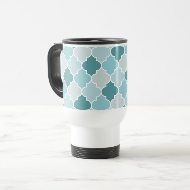 Blue Moroccan Trellis, Latticwork, Quatrefoil Resemugg (Framsida vänster)