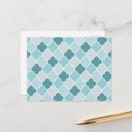 Blue Moroccan Trellis, Latticwork, Quatrefoil Vykort