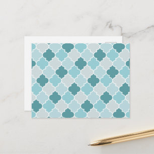 Blue Moroccan Trellis, Latticwork, Quatrefoil Vykort
