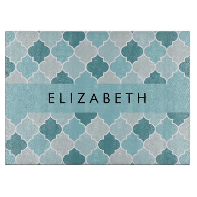 Blue Moroccan Trellis, Quatrefoil, ditt namn (Framsidan)