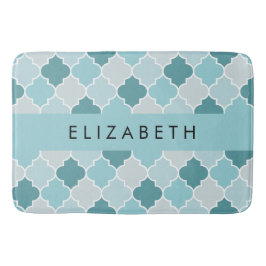 Blue Moroccan Trellis, Quatrefoil, ditt namn Badrumsmatta