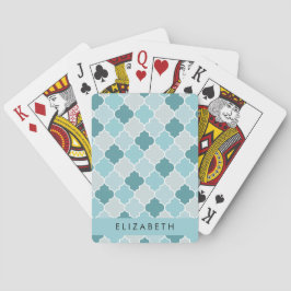 Blue Moroccan Trellis, Quatrefoil, ditt namn Casinokort