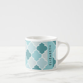 Blue Moroccan Trellis, Quatrefoil, ditt namn Espressomugg