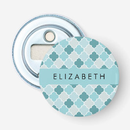 Blue Moroccan Trellis, Quatrefoil, ditt namn Flasköppnare