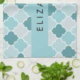 Blue Moroccan Trellis, Quatrefoil, ditt namn Kökshandduk