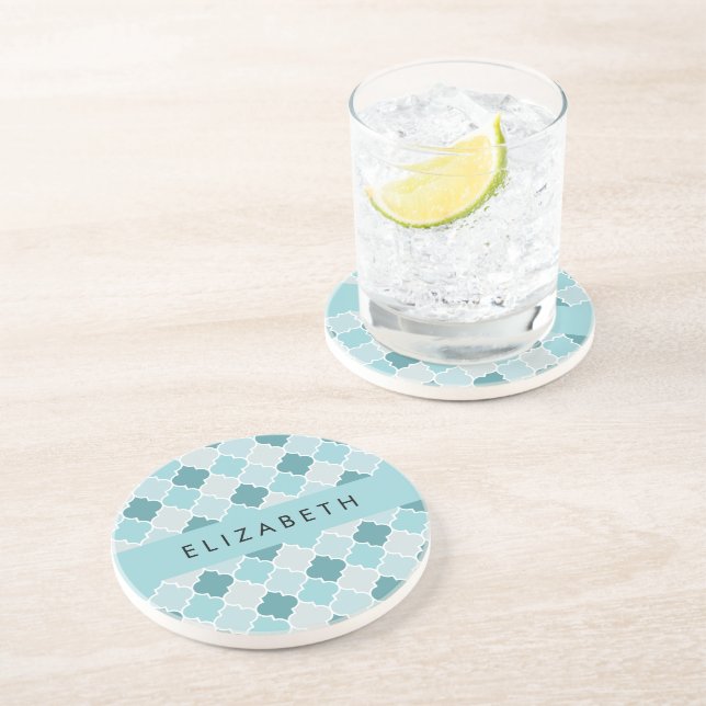 Blue Moroccan Trellis, Quatrefoil, ditt namn Underlägg (Sidan)