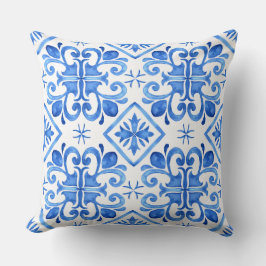 Blue Moroccan Zellige Pattern Throw Pillow Kudde