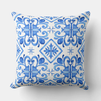 Blue Moroccan Zellige Pattern Throw Pillow Kudde