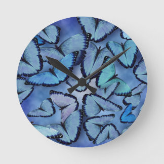 Blue Morpho Butterflies Rund Klocka