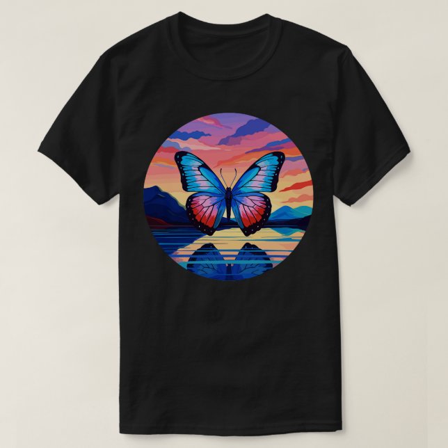 Blue Morpho Butterfly 19 T Shirt (Design framsida)