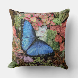 Blue Morpho Butterfly Blommigt Nature Art Kudde