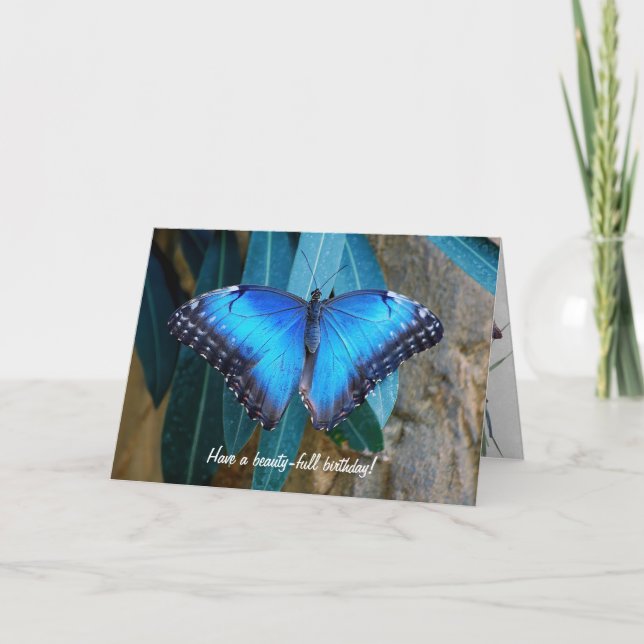Blue Morpho butterfly-födelsedagen Kort (Framsida)