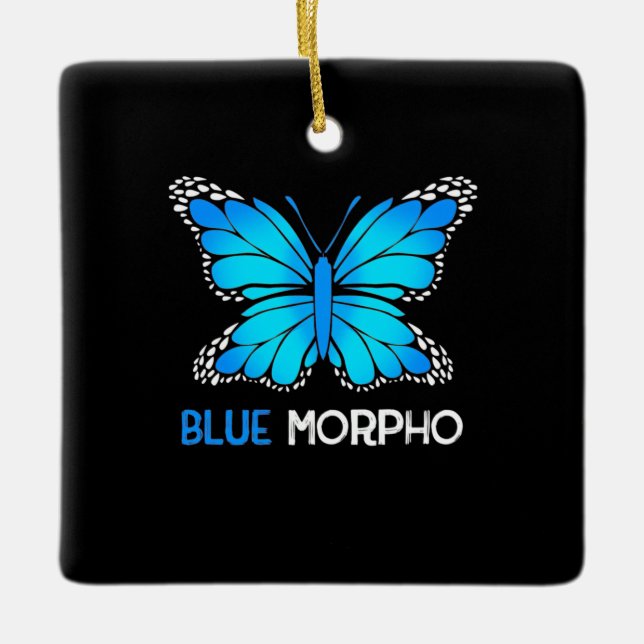 Blue Morpho Butterfly Julgransprydnad Keramik (Framsida)