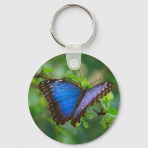 Blue Morpho Butterfly Keychain Nyckelring