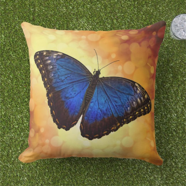 Blue Morpho Butterfly Kudde (Gräs)