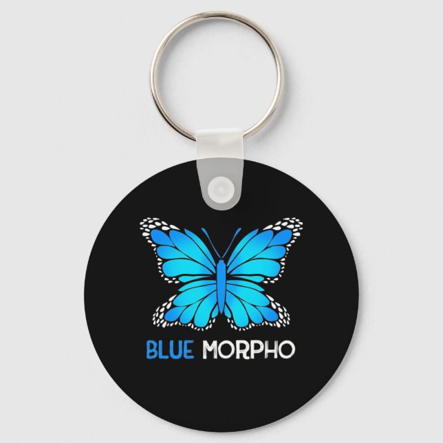 Blue Morpho Butterfly Nyckelring (Framsida)