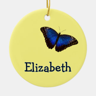 Blue Morpho Butterfly Personalized with Name Julgransprydnad Keramik