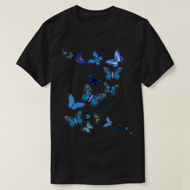 Blue Morpho Butterfly Swarm  T Shirt (Design framsida)