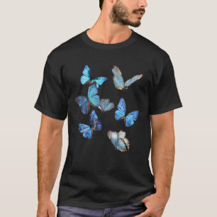 Blue Morpho Butterfly Swarmes Lepidoptera Entomolo T Shirt