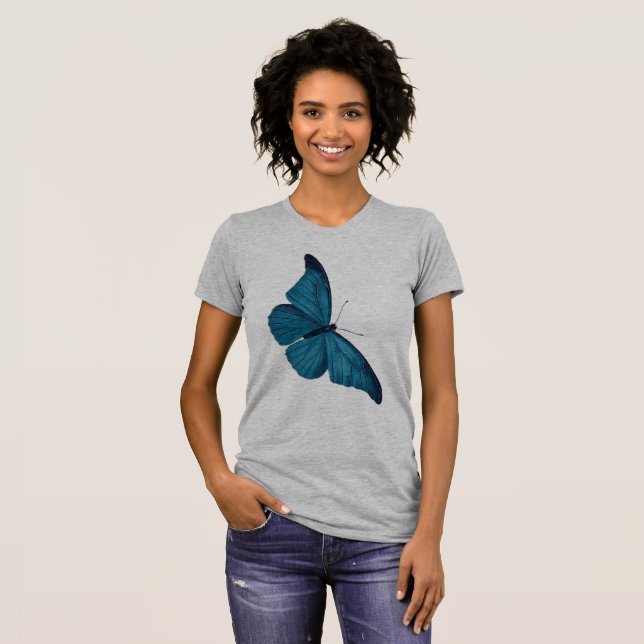 Blue Morpho Butterfly T Shirt (Hel framsida)