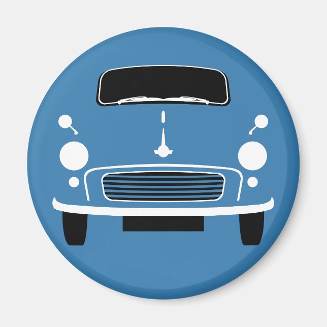 Blue Morris Minor Fridge Magnet (Framsidan)