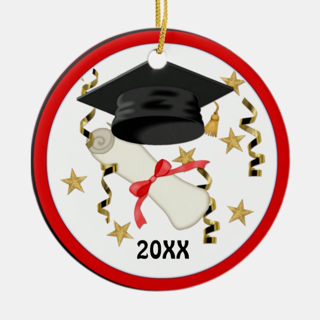 Blue Mortar och Diploma Studenten Julgransprydnad Keramik (Framsidan)