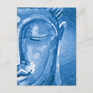 Blue Mosaic Buddha Ansikte Vykort