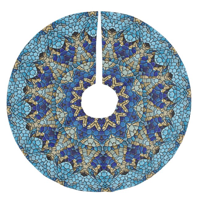 Blue Mosaic Helgdag jul Skirt Julgransmatta Borstad Polyester (Framsidan)