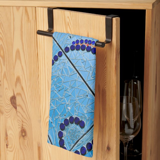 Blue Mosaic Kökshandduk (Thirds Fold)