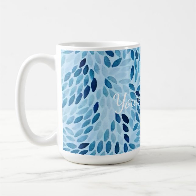 Blue Mosaic Petals Pattern Ceramic Mug Kaffemugg (Vänster)