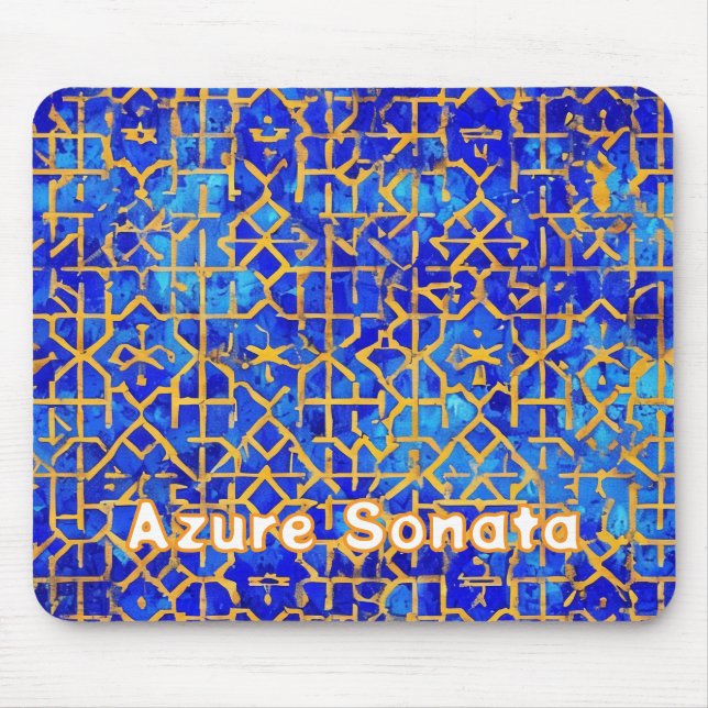 Blue Mosaic Tile Mönster Mousepad Musmatta (Framsidan)