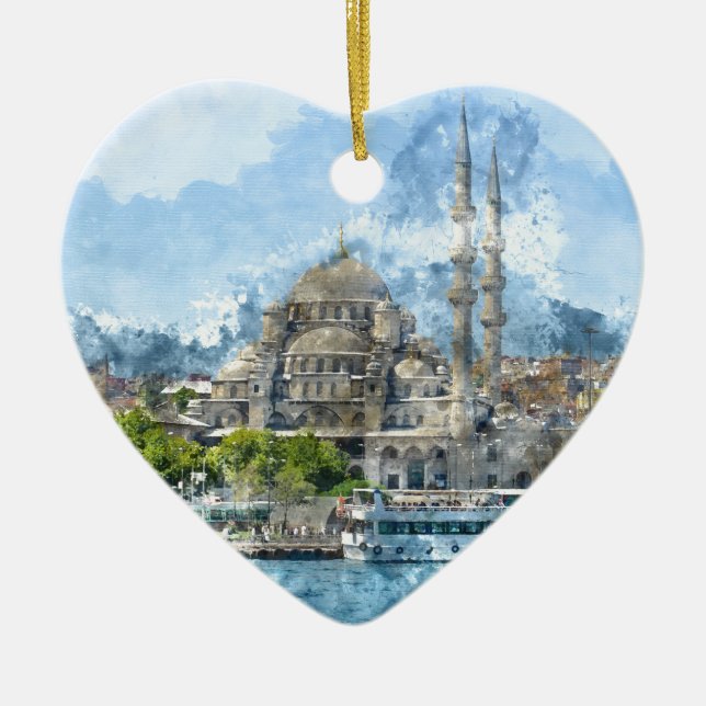 Blue Mosque i Istanbul Turkiet Julgransprydnad Keramik (Framsidan)