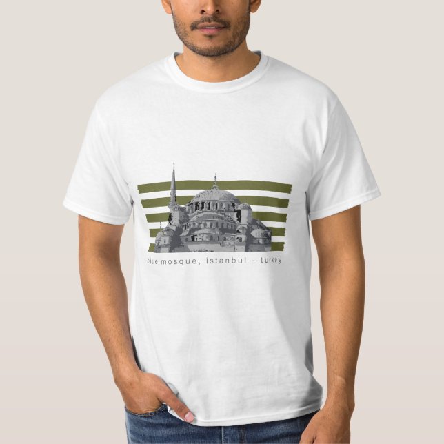 Blue Mosque Islamic Art T Shirt (Framsida)