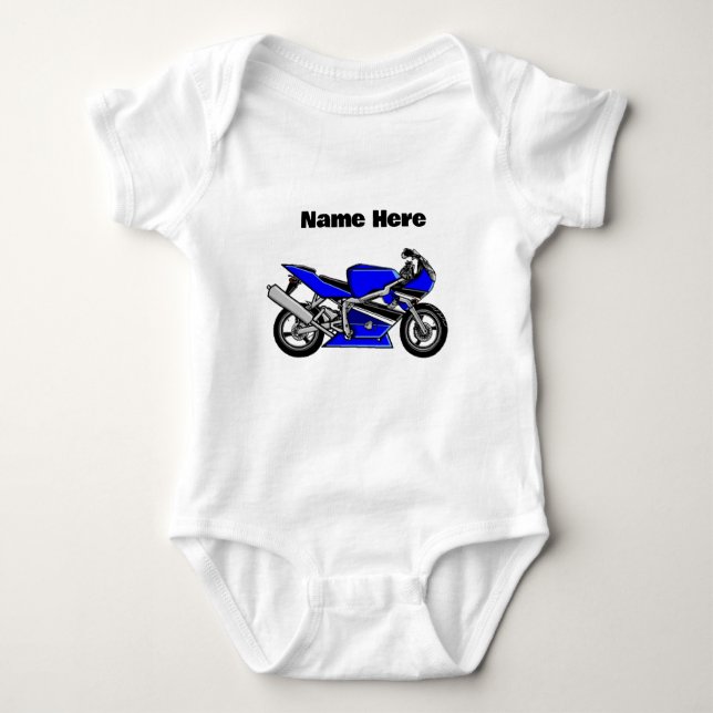 Blue Motorcycle Personlig White T Shirt (Framsida)